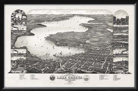 Lake Geneva WI 1882 Vintage City Maps