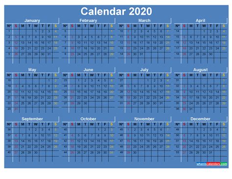 Free 2020 Calendar With Week Numbers Printable