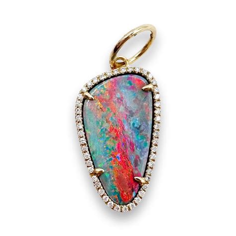 Opal Amulets With Diamonds Set In 14k Shakti