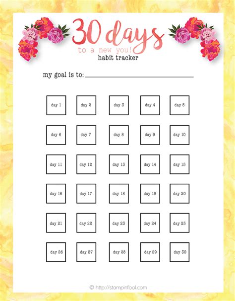 Free Day Habit Tracker Printable Reach Your Goals With This Sheet
