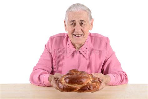 Old Woman Holding Bread Stock Image Image Of Cakes 46692129