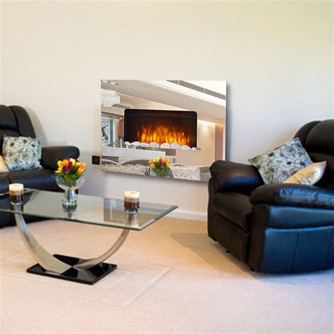 Glowmaster Balmoral Widescreen Wall Mounted Electric Mirror Glass Fireplace Glowmaster Uk