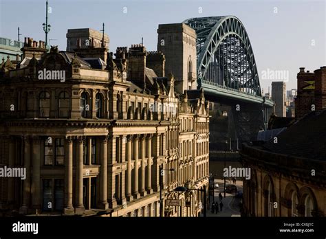 Newcastle Upon Tynes Iconic Tyne Bridge And Quayside From Dean Street