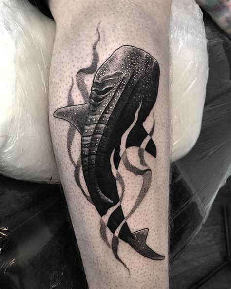 The Beautiful And Rare Whale Shark For Henrys First Tattoo On His Calf
