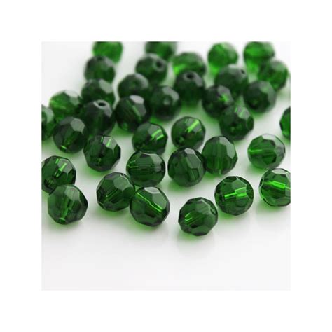 8mm Faceted Round Glass Beads - Dark Green - Pack of 40 - Beadbubble