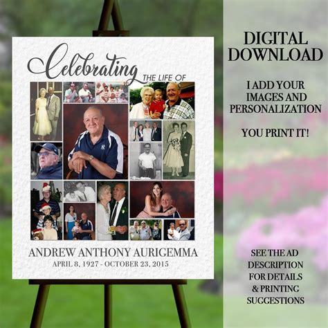 Funeral Poster Collage, Celebration of Life Poster, Funeral Memorial