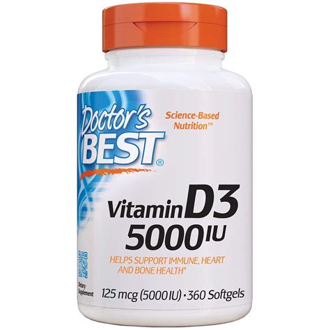 Doctors Best Vitamin D3 5000 Iu For Healthy Bones Teeth Heart And