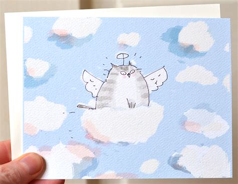 Angel Cat Cloud Ride Cat Sympathy Card The Dancing Cat