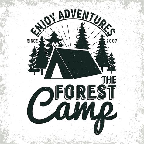 Diseño de logotipo de camping o turismo vintage sello de impresión de