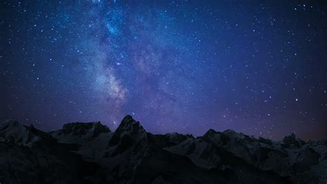 Night Sky Stars Milky Way On Mountains Background Stock Footage Video