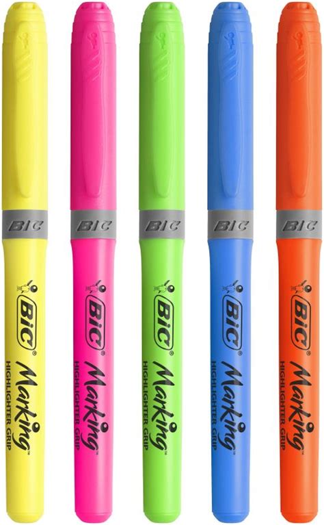 Bic Brite Liner Grip Highlighter Pen Chisel Tip Mm Line Assorted