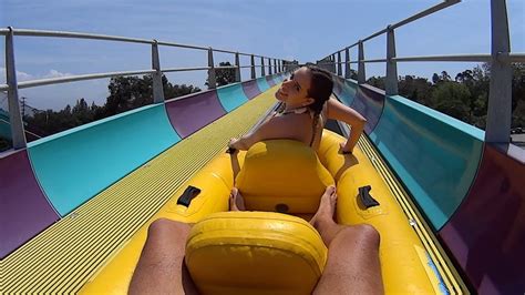 Drinking water is a necessity for life. Aqua Rocket Water Slide with Lihot at Raging Waters LA ...