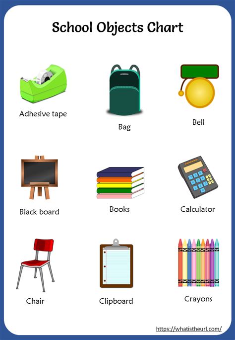 Printable School Objects Chart Your Home Teacher
