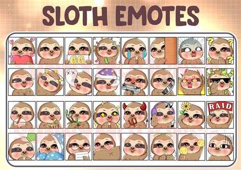 32 Cute Kawaii Sloth Twitch Discord Emotes Kawai Animal Etsy Canada