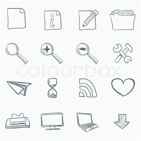Sketch Icon Set Isolated On White Stock Vector Colourbox