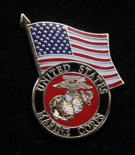 Us Marine Corps Seal Logo Us Flag Lapel Hat Pin Up Veteran Usmc T
