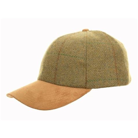 Mens Hat Tweed Baseball Cap 100 Wool Teflon Coated By Hawkins Hats