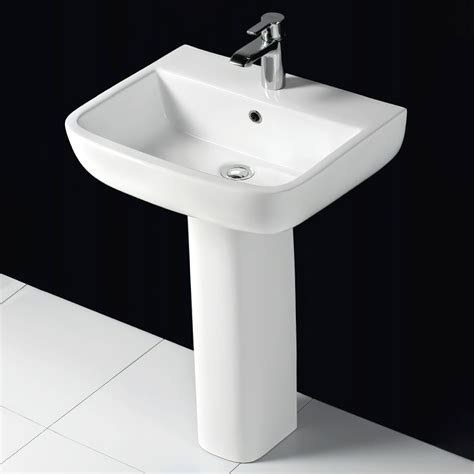 Rak Series 600 1 Tap Hole White Basin 520mm With Pedestal Se0101awha