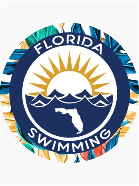 Florida Swimming Logo Plants Circle Sticker By Flathletereps Redbubble