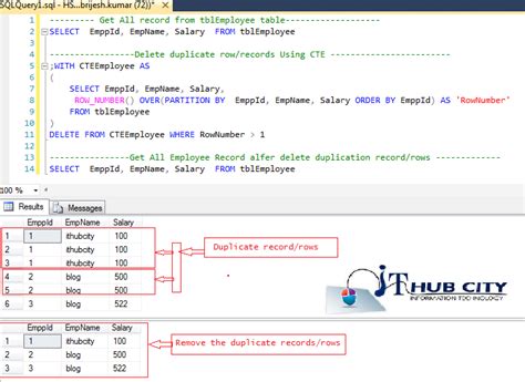 The sql drop table statement is used to remove a table definition and all the data, indexes let us first verify the customers table and then we will delete it from the database as shown below −. SQL SERVER- Delete - Remove duplicate record or rows from ...