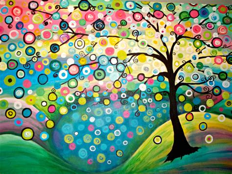 Original Abstract Tree Painting With Reflection Pond Etsy In 2020