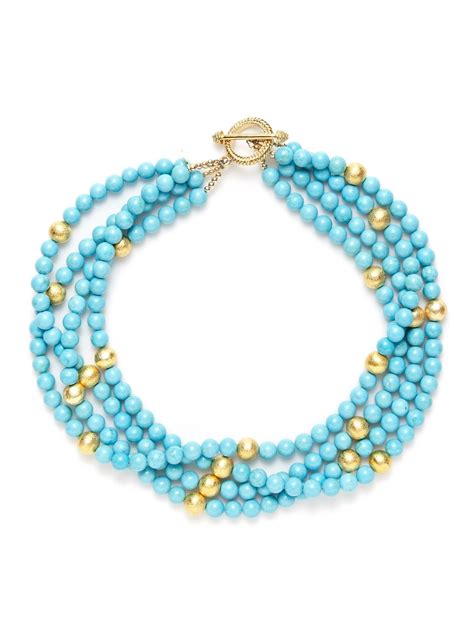 Turquoise Gold Multi Strand Necklace By KEP At Gilt Jewelry Making