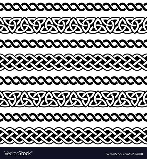 Retro Celtic Collection Of Braided Ornaments In Black And White