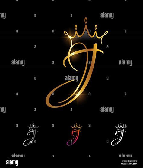 A Vector Illustration Set Of Golden Monogram Initial Crown Letter J Stock Vector Image Art Alamy