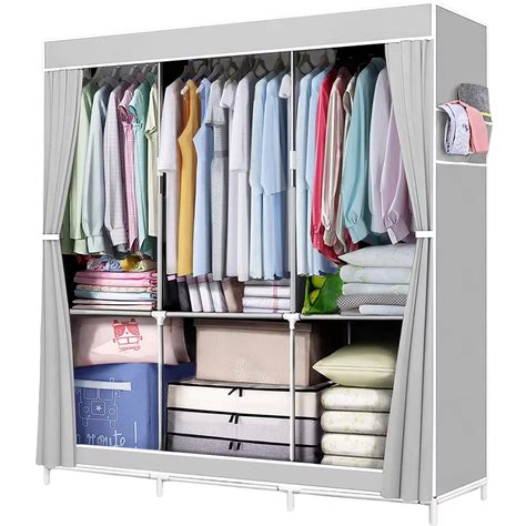 Portable Closet Storage Organizer Clothes Wardrobe Shoe Clothing Rack