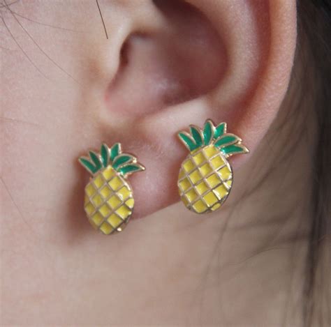 This Pair Of Pineapple Earrings Are So Cute Tropical Earrings Pineapple Earrings Three