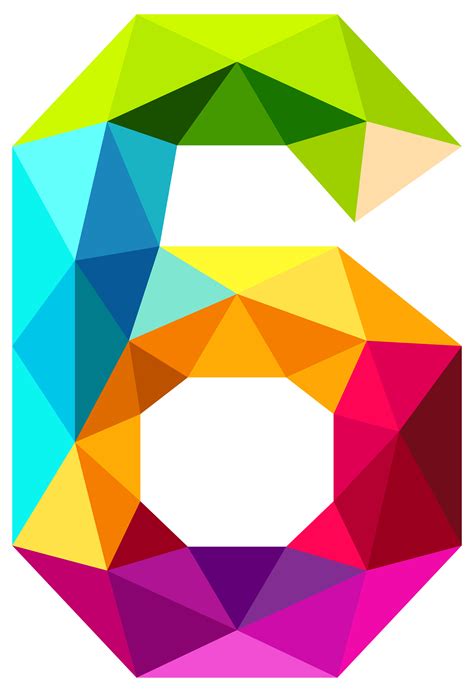 Colourful Triangles Number Six Png Clipart Image In 2