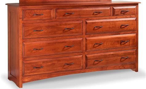 Simplicity 9 Drawer Double Dresser With Tall Wide Mirror 35 3359 By Daniels Amish Collection At