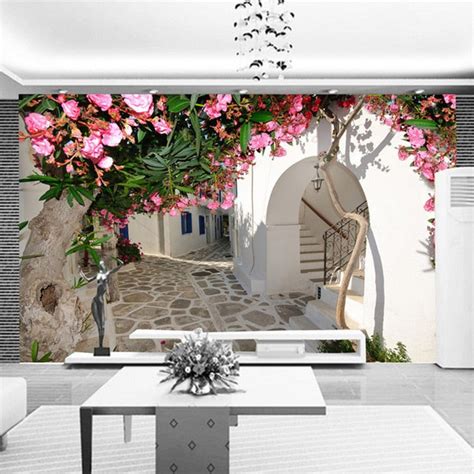 Custom Wallpaper Mural Mediterranean Style Street Landscape Bvm Home