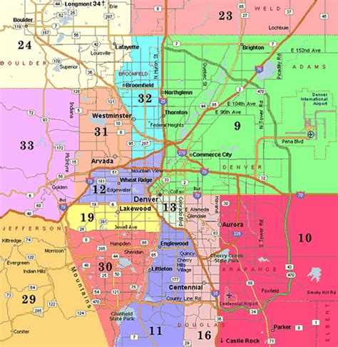 Denver Metro Map City Boundaries Topographic Map