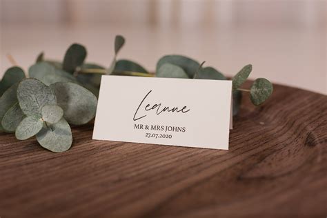 Luxury Folded Wedding Name Card Simple & Elegant Printed | Etsy