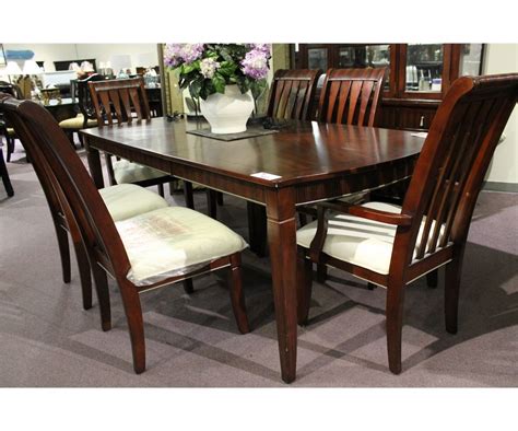 A black dining table can be used in combination with chairs of a different color. DARK WOOD INLAYED FORMAL DINING ROOM TABLE WITH LEAF & 6 ...