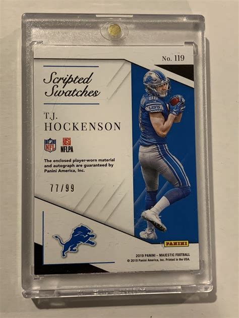 2019 Panini Majestic Scripted Swatches Tj Hockenson Rpa 7799 Rookie