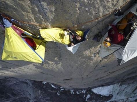 Sleeping in tent on side of mountain. cliff side camping. Like I would really get sleep dangling ...