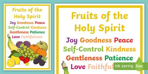 Fruits Of The Holy Spirit Poster Printable Resource