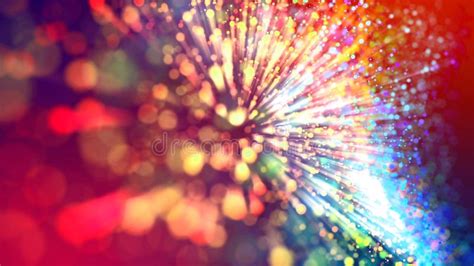 Abstract Explosion Of Multicolored Shiny Particles Or Light Rays Like