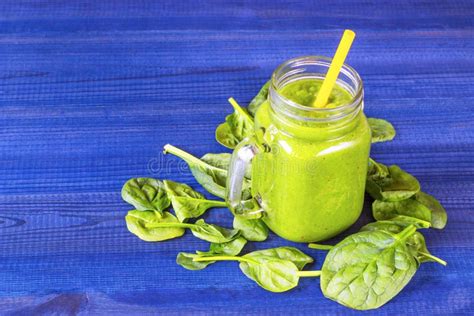 Green Spinach Smoothie Stock Photo Image Of Leaf Health 103363688