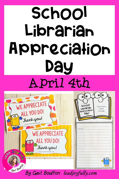 School Librarian Appreciation Day April 4th Lead Joyfully School