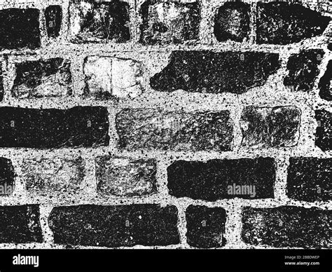 Distress Old Brick Wall Texture Black And White Grunge Background