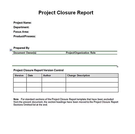 Project Closure Report Template Will Work Template Business