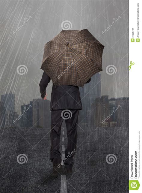 Businessman With Umbrella Stock Photo Image Of Employment 31585334