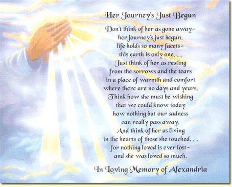 Her Journeys Just Begun On Praying Hands 1 Sample Funeral Quotes