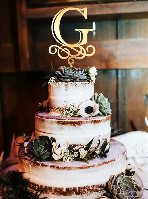 Gold Letter G Wedding Cake Topper Initials Cake Topper Cake Etsy