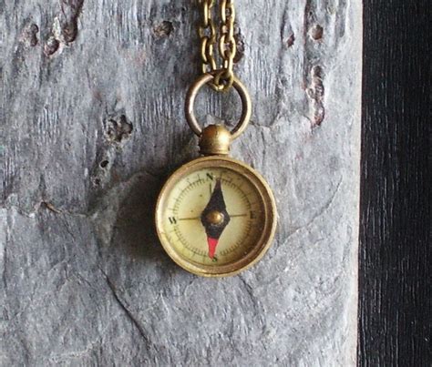 Tiny Brass Working Compass Necklace Compass Necklace Working Compass