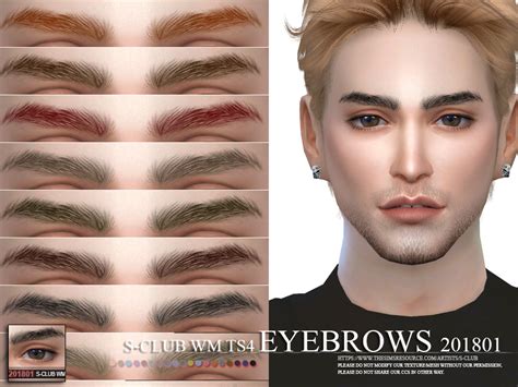 S Club Wm Ts4 Eyebrows 201801 Sims Sims 4 Hair Male The Sims 4 Skin