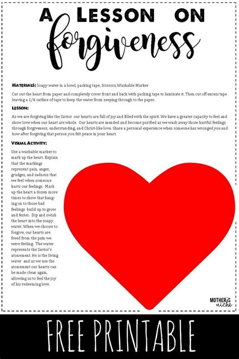 Printable forgiveness activity sheets
